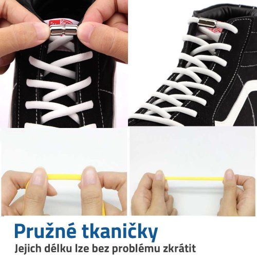 GFT Elastické samozavazovací tkaničky - bílé