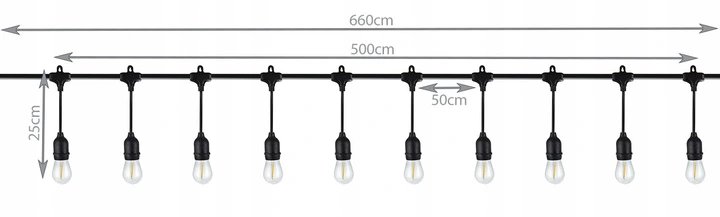 ISO 15617 LED vonkajšie dekoračné reťaz girlanda 5m 24V IP44