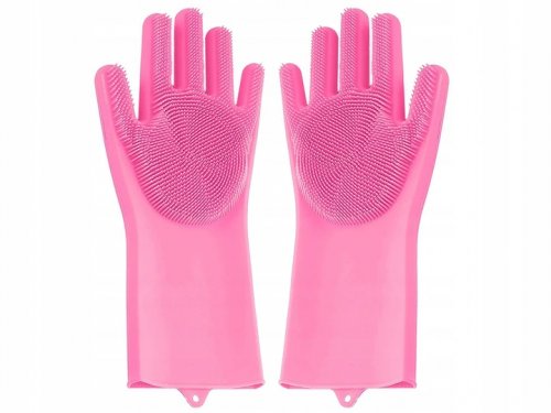 Verk 01606 Silikónové umývacie rukavice na riad tmavo ružové 2 ks
