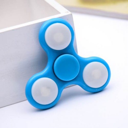 Fidget spinner s LED osvetlením 7 cm modrý