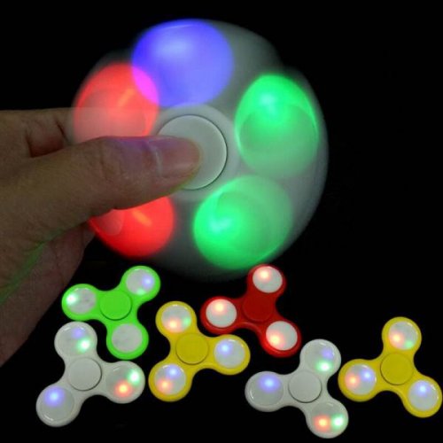 Fidget spinner s LED osvětlením 7 cm modrý