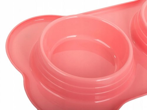 Verk 19109 Miska pro psy a kočky dvojitá, plastová, 2x400ml růžová