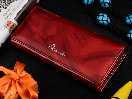 Alessandro Paoli Q56 Dámska kožená peňaženka červená