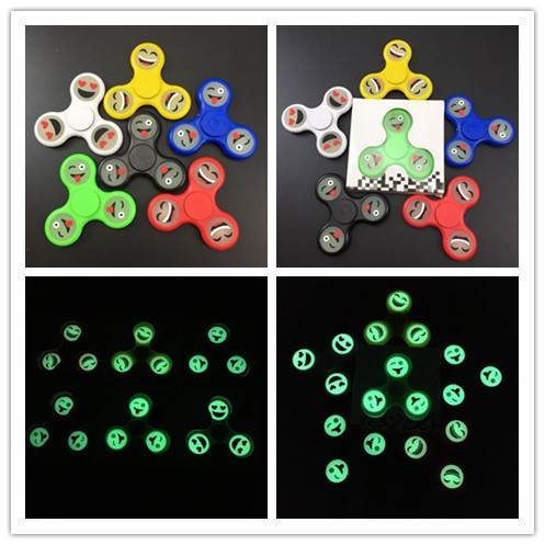 Antistresový Fidget Spinner fluorescenčny 7cm - Emoji žlutý