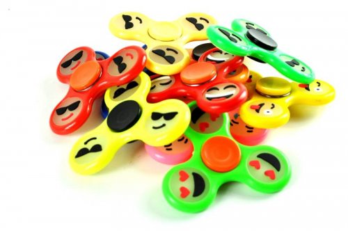 Antistresový Fidget Spinner fluorescenčny 7cm - Emoji žlutý