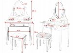Azar Biely toaletný stolík so stoličkou a zrkadlom 130 x 80 x 40 cm