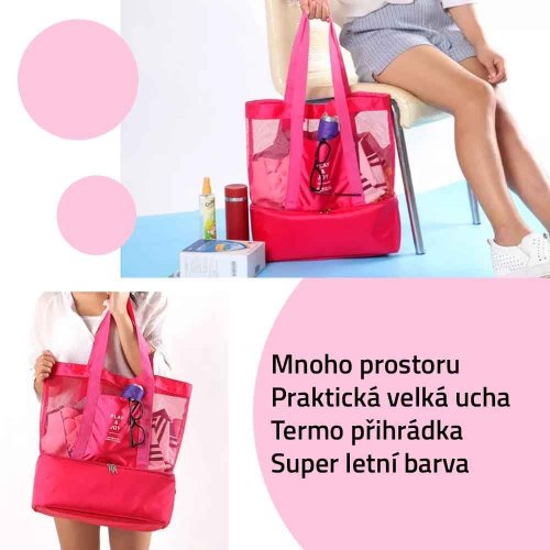 GFT Plážová taška s termo přihrádkou - růžová 