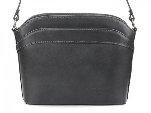 Vera Pelle 696 Dámska kožená crossbody kabelka tmavo šedá