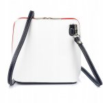 Vera Pelle K03 Dámska kožená crossbody kabelka bielo modrá