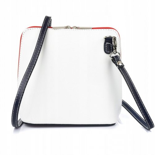 Vera Pelle K03 Dámska kožená crossbody kabelka bielo modrá