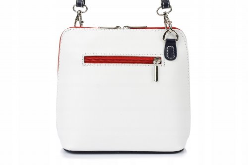 Vera Pelle K03 Dámska kožená crossbody kabelka bielo modrá