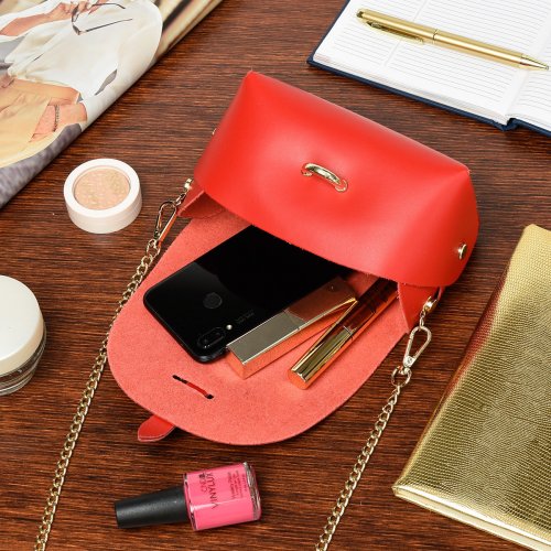 Vera Pelle P45 Dámska kožená crossbody kabelka červená