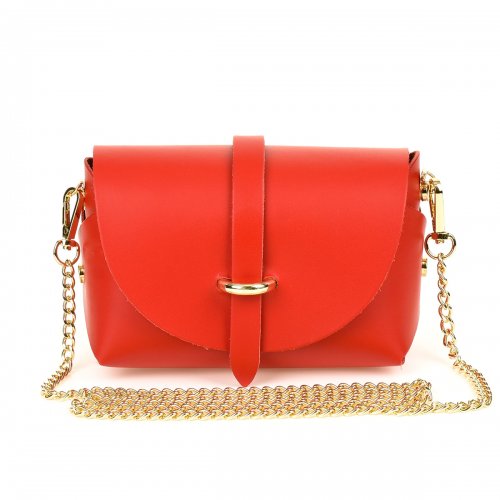 Vera Pelle P45 Dámska kožená crossbody kabelka červená