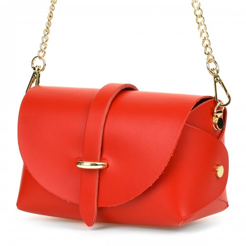Vera Pelle P45 Dámska kožená crossbody kabelka červená