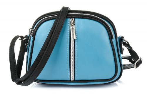 Vera Pelle K53 Dámska kožená crossbody kabelka svetlo modrá