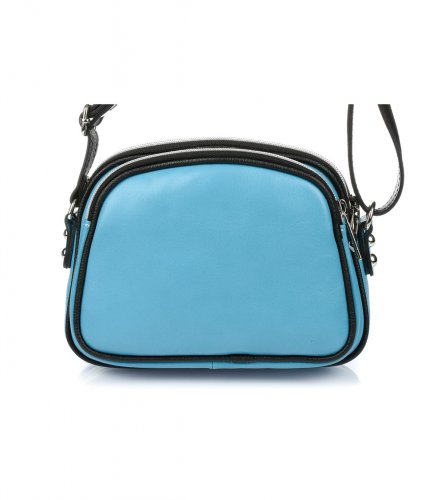 Vera Pelle K53 Dámska kožená crossbody kabelka svetlo modrá