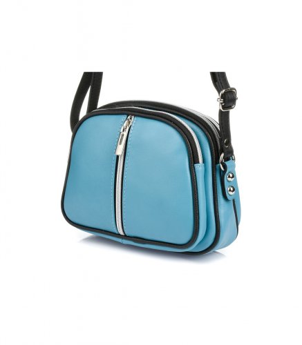 Vera Pelle K53 Dámska kožená crossbody kabelka svetlo modrá