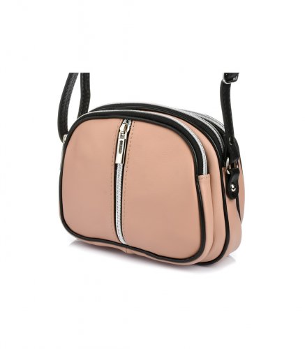 Vera Pelle K53 Dámská kožená crossbody kabelka pudrová