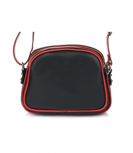 Vera Pelle K53 Dámská kožená crossbody kabelka černo červená