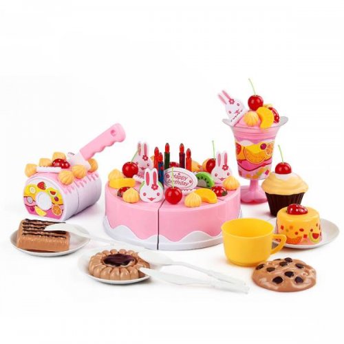 DIY Dětský plastový narozeninový dort růžový KX9745