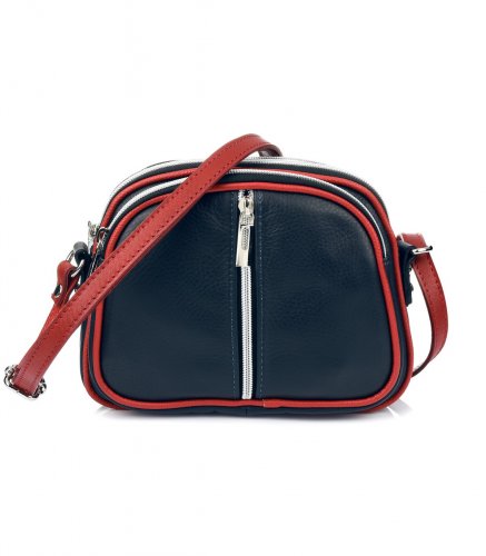 Vera Pelle K53 Dámska kožená crossbody kabelka tmavo modro červená
