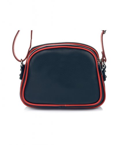 Vera Pelle K53 Dámska kožená crossbody kabelka tmavo modro červená