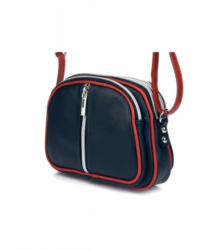 Vera Pelle K53 Dámska kožená crossbody kabelka tmavo modro červená