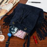 Beltimore W03 Dámská semišová kabelka tmavě modrá