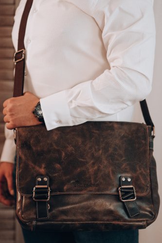 Beltimore M85 Pánská kožená taška přes rameno hnědá