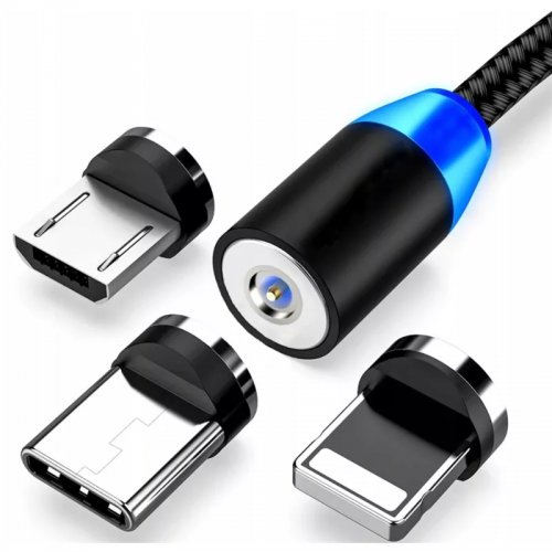 Pronett XJ3934 Magnetický USB nabíjecí kabel 3v1 LED