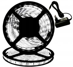 Pronett LED SMD pásek, AC adaptér, studená bílá 5 m 