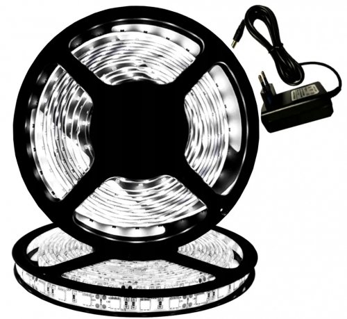 Pronett LED SMD opasok, AC adaptér, studená biela 5 m