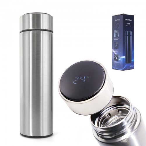 Pronett Termohrnček SMART LCD 500 ml strieborný