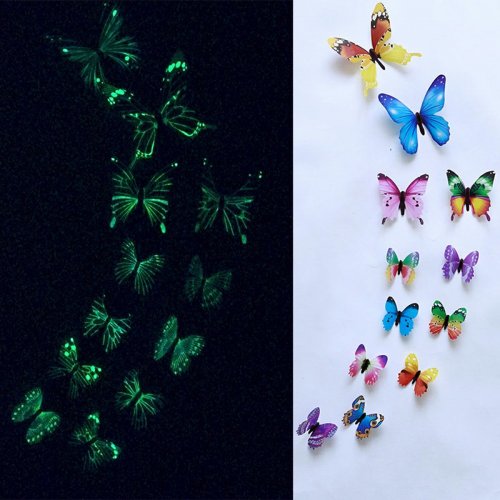 APT AG683D Fluorescenční svítící motýli 12 ks barevné 
