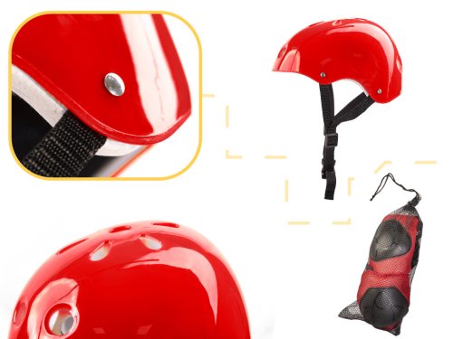 KIK KX5613 Sada chráničů s helmou na skateboard červená