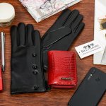 Beltimore K26-A05 Dámská kožená sada peněženka červená s rukavicemi 