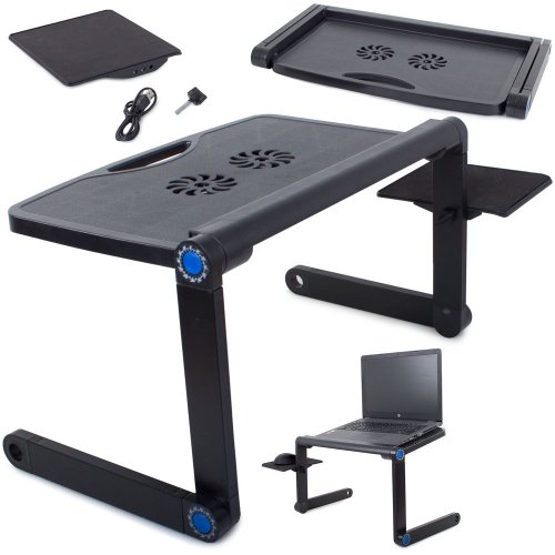 Verk 06162 Stolík na notebook E-Table 51 x 30 cm, čierna