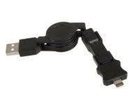 KIK Svinovací kabel 3v1 microUSB,miniUSB, iPhon 4 4G 4S