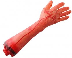 Uřízlá lidská ruka Halloween - dekorace