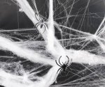 Umělá pavučina s pavouky - bílá