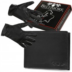 Beltimore G21 Pánská kožená sada peněženka RFiD s rukavicemi vel. S