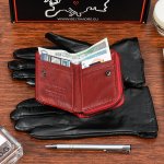 Beltimore A05 Dámská kožená sada peněženka červená s rukavicemi vel. S