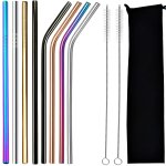 Verk 01635 Nerezová brčka 8 ks + kartáček na čištění barevné