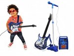 Detská rocková elektrická gitara na batérie + zosilňovač a mikrofón Blue
