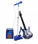 Detská rocková elektrická gitara na batérie + zosilňovač a mikrofón Blue