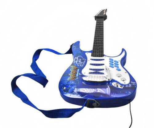 Detská rocková elektrická gitara na batérie + zosilňovač a mikrofón Blue