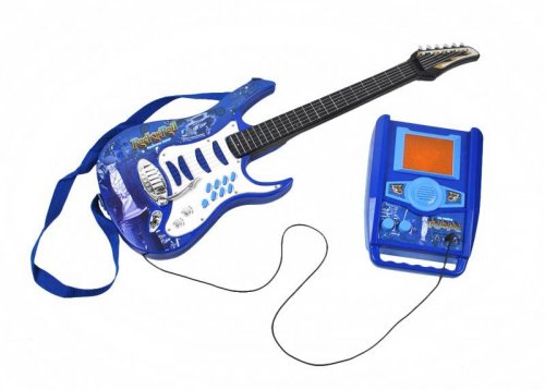 Detská rocková elektrická gitara na batérie + zosilňovač a mikrofón Blue