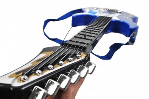 Detská rocková elektrická gitara na batérie + zosilňovač a mikrofón Blue