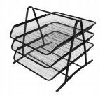 Verk 01652 Drôtený stolný odkladač kancelársky 3-šuplík čierny