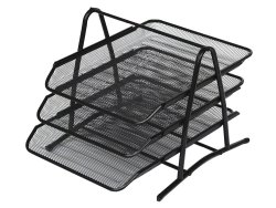 Verk 01652 Drôtený stolný odkladač kancelársky 3-šuplík čierny